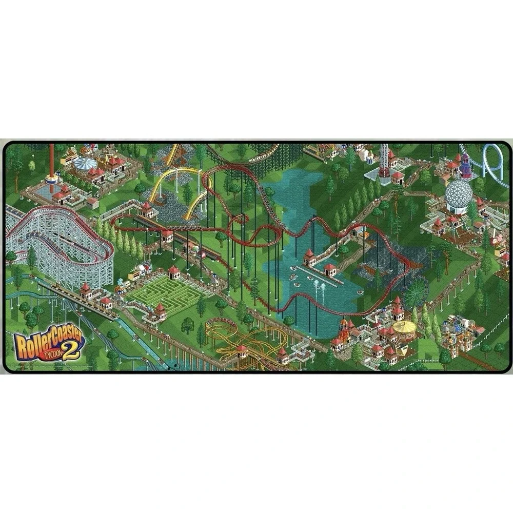 Rollercoaster Tycoon 2 Under Construction RCT2 Desk Mat 35x16in Fangamer